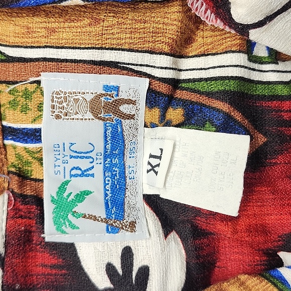 Vintage Barkcloth RJC Ltd Hawaiian Shirt in Large Made in Hawaii USA Aloha Shirt - Picture 2 of 4